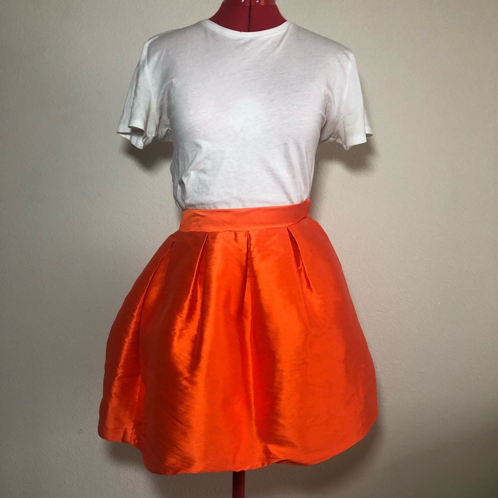 Orange Mini Skirt with Pockets